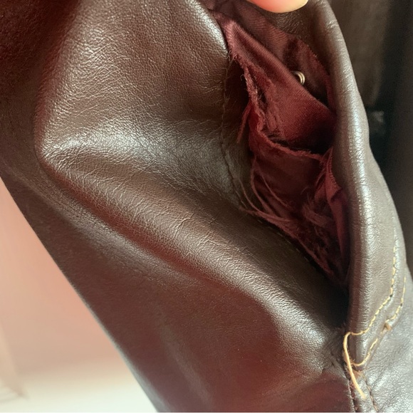 Vintage Chocolate Brown Leather Jacket with Red Rose - Picture 2 of 16